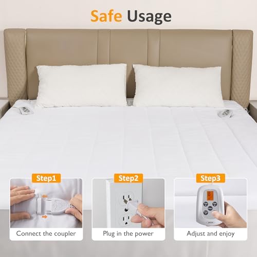 Sunvivi Twin Heated Mattress Pad with 12-Hour Timer 10 Heat Settings