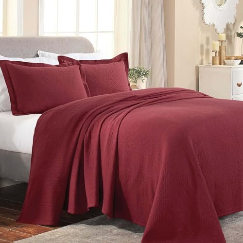 Superior Cotton Fleur De Lis Bedspread Set Twin Garnet 1
