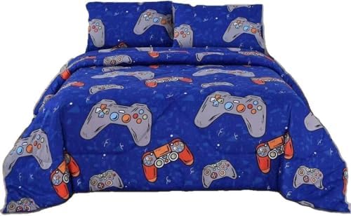 SDIII 3PCS Blue Gaming Comforter Set