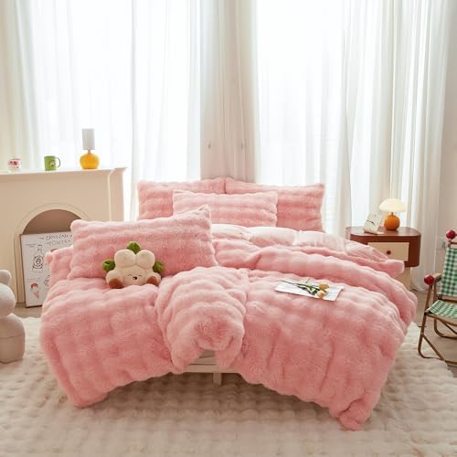 Roscloud Rabbit Plush Comforter Set Twin Full 3PC