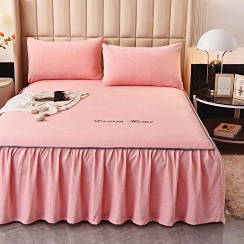 ZIQINPSQ Velvet Bed Skirt 18 Inches Deep Plush Fitted Sheet