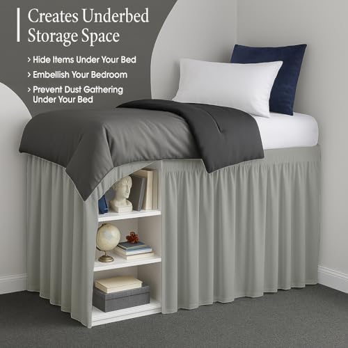 Cottingon Dorm Bed Skirt Twin XL 36 Light Grey