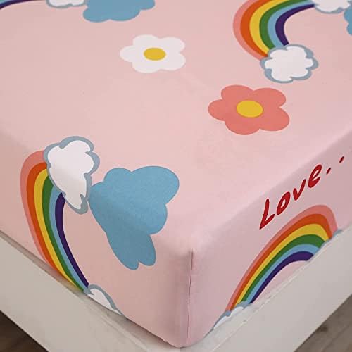SDY 4PCS Rainbow Floral Cloud Sheet Set