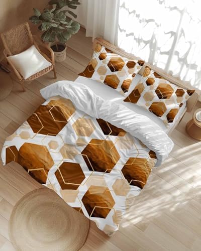 ZOE GARDEN Orange Gold Bed Duvet Cover Set