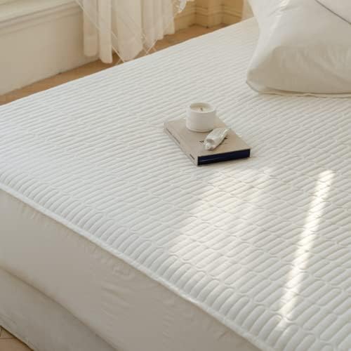 FCLDESHOP Queen Fitted Sheet Quilted Non-Slip Deep Pocket Pink 120x200cm