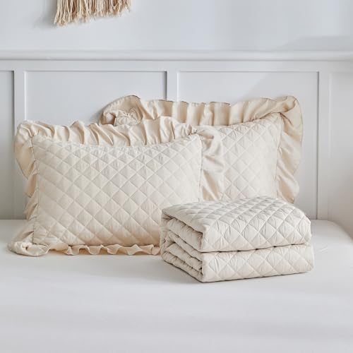 UOZZI BEDDING Ruffle Skirt Bedspread Set Queen Size