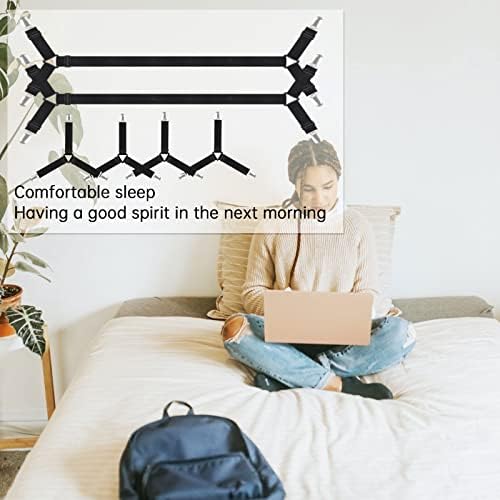 SCYROX Bed Sheet Clips 6pcs Adjustable Fitted Sheet Straps