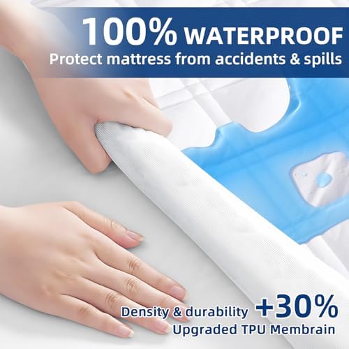 MEELUS King Mattress Protector Waterproof Breathable Fitted Deep Pocket 8-21