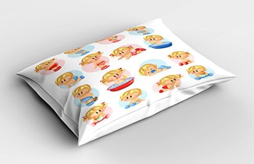 Ambesonne Cartoon Pillow Sham 36 x 20 Multicolor