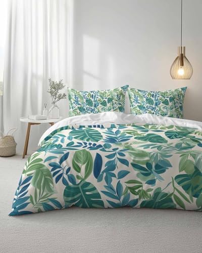 ZOE GARDEN Palm Leaves Queen Duvet Cover Set