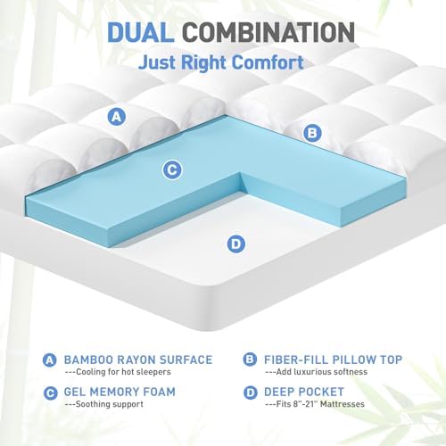 VALUXE Dual Layer Memory Foam Mattress Topper Queen Size