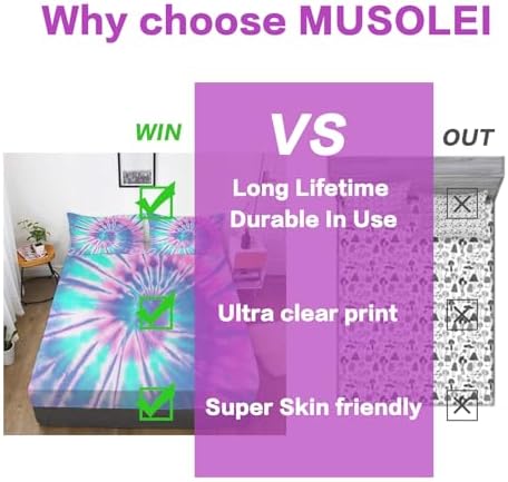 MUSOLEI Tie Dye Fitted Sheet Set for Kids