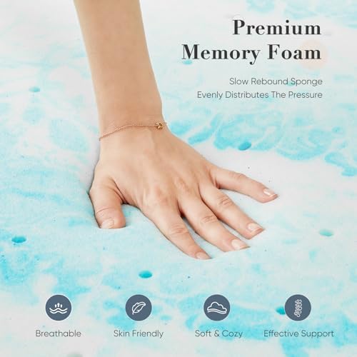 DUMOS Memory Foam Mattress Topper Queen 2 Inch Gel Infused