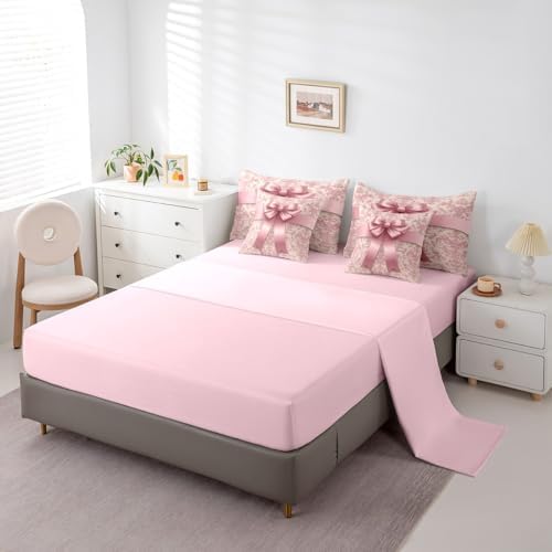 Erosebridal Pink Bowknot 7-Piece Comforter Set