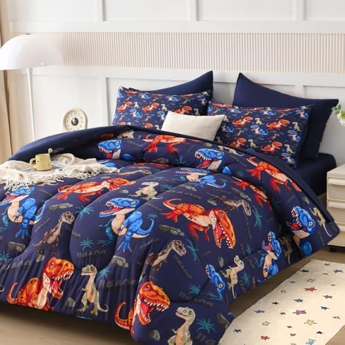 ALAOOKKA Kids Dinosaur Comforter Set 5 Piece