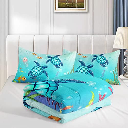 Turtle Comforter Set for Kids Room with 2 Pillowcases