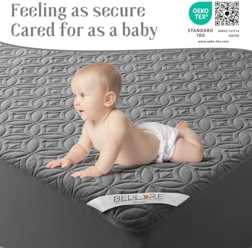 BEDLORE Waterproof Mattress Protector Full Size 6-15 Depth Gray