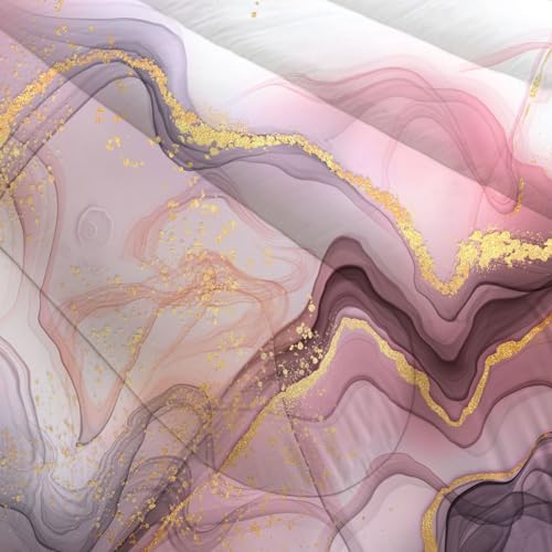 VTKON Pink Marble Comforter Set King