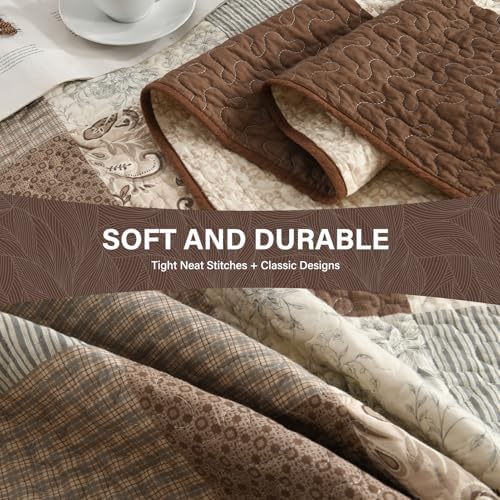SahSahCasa 100 Cotton Bedspread Set 120x102 Reversible Plaid Paisley