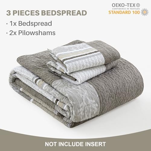 FineStichery King Bedspread Quilt 128 x 120 3 Piece Set