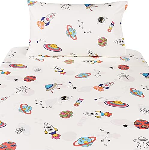 Outer Space Rocket Kids Bedding Set 3 Piece Cotton