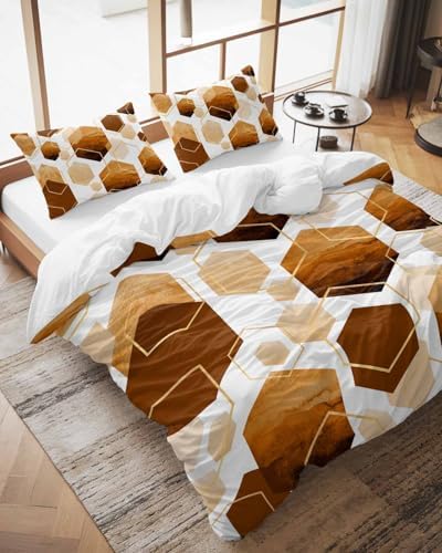 ZOE GARDEN Orange Gold Bed Duvet Cover Set