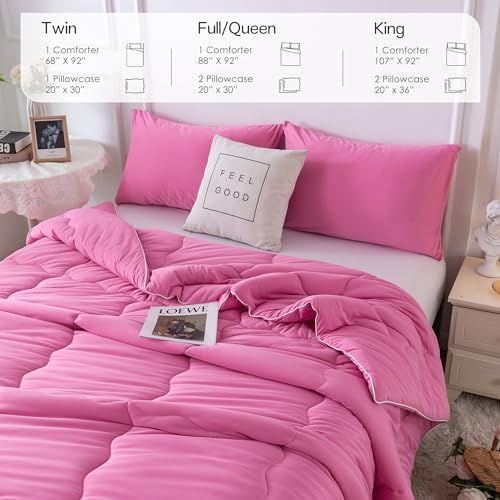 COTTEBED Ultra-Soft Comforter Set Twin XL Rose Pink