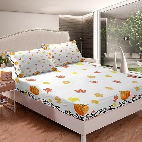 Erosebridal Pumpkin Bed Sheet Set Queen Size 1