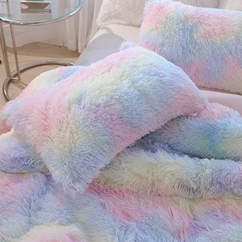 Kids Girls Faux Fur Comforter Set 3PC Velvet Plush Flannel