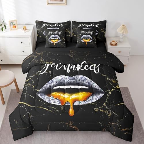 Feelyou Luxury Black Gold 7 Piece Bed Set