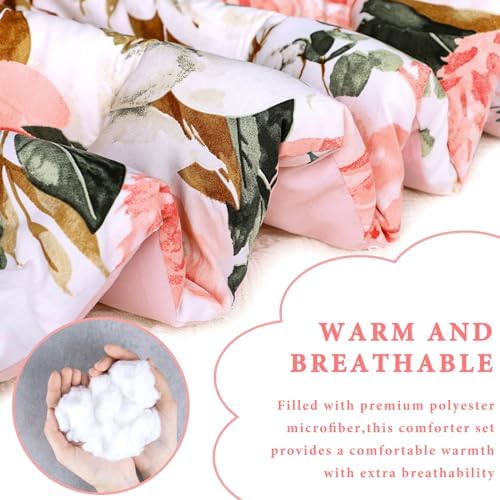 DILIMI Twin Comforter Set for Girls Reversible Floral Bedding