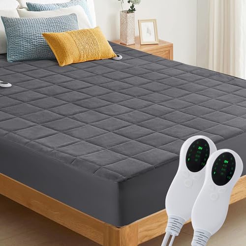 Fijinhom Heated Mattress Pad King Size with 10 Heat Settings 1