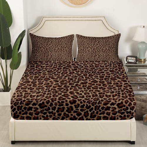 Erosebridal Cheetah Print Queen Bed Sheet Set