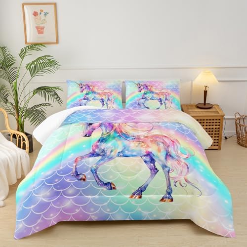 Cute Unicorn Comforter Set for Kids Girl
