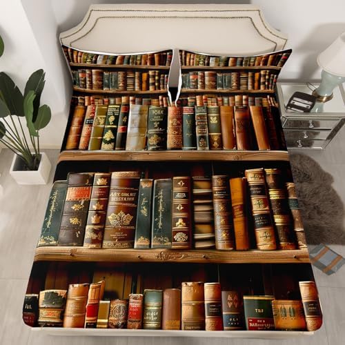 Feelyou Library Sheet Pillow Sham Set Queen Size