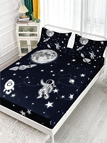 Datura Home Astronaut Space Sheet Bedding Set - 4Pcs Rocket Print