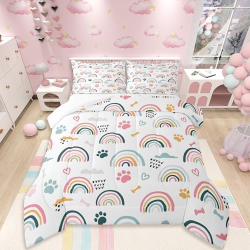 Homewish Girls Rainbow Cloud Bones Comforter Set
