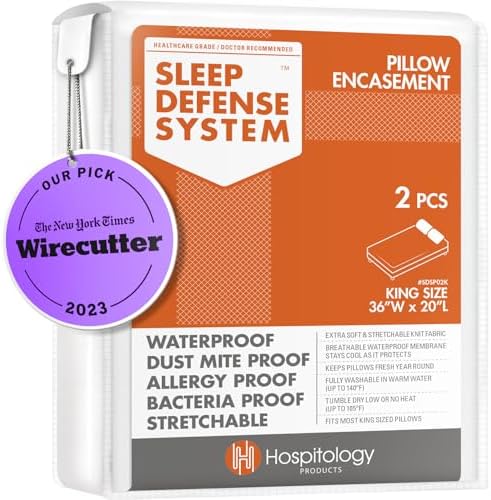 HOSPITOLOGY Pillow Encasement - King Size 20x36 Waterproof Set of 2