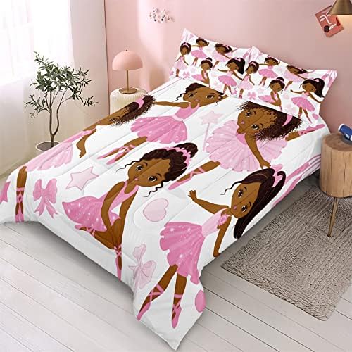 SIRDO Twin Bedding Set for Girls - Ballet Dancer Comforter