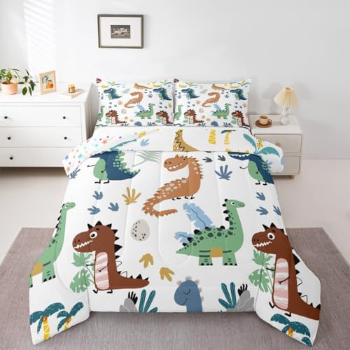 Feelyou Cartoon Dinosaur Comforter Set 3PCs