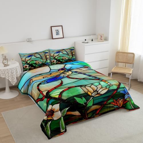 Erosebridal Boho Dragonfly Comforter Set for King Size Bed
