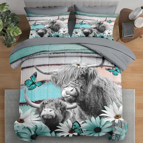 Pamnest Comforter Set Queen Size with Flower Daisy Design