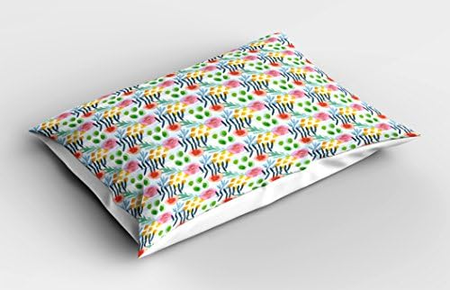 Ambesonne Floral Pillow Sham 30x20 Inch Multicolor