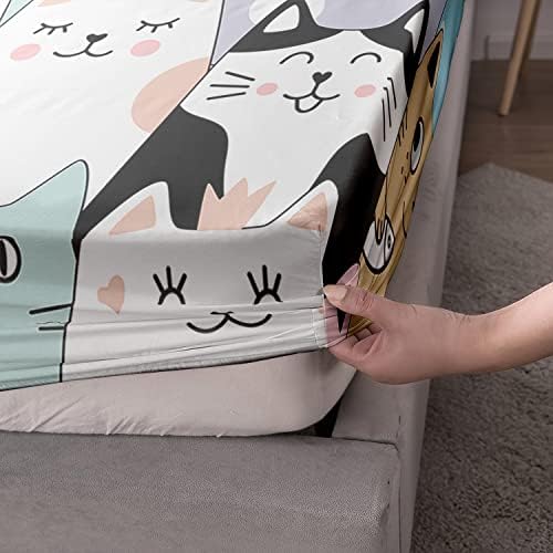 HOSIMA Cute Cartoon Cat Sheet Set Twin