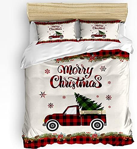 LooPoP Christmas Comforter Set California King Red Plaid