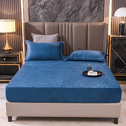 Soft Crystal Velvet Fitted Sheet for Mattress Purple 150cm200cm