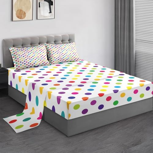 Pamnest Full Size Bed Sheet Sets with Retro Polka Dots