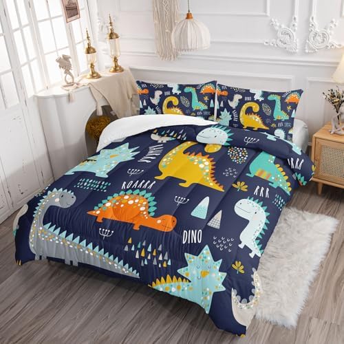 Smell Sunshine Dinosaur Comforter Set Dark Blue