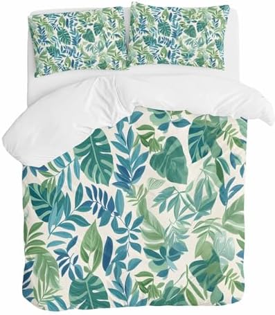 ZOE GARDEN Palm Leaves Queen Duvet Cover Set