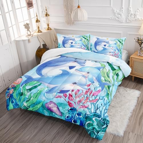 Ocean Animal Theme 3pc Comforter Set for Kids